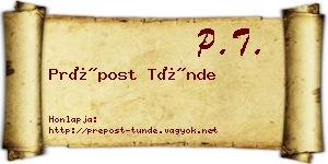 Prépost Tünde névjegykártya